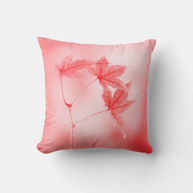 Coussin Feuilles japonais d'érable en rouge (Recto)