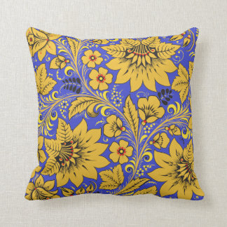 Coussin Feuilles jaunes Khokhloma