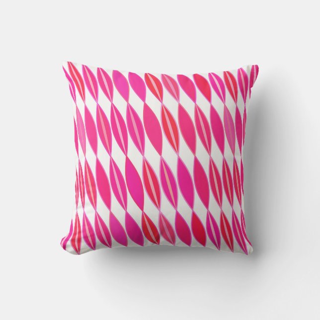 Coussin Feuilles Modernes de Milieu de Siècle, Rose Corail (Recto)