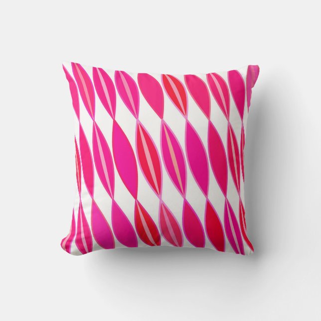 Coussin Feuilles modernes du milieu du siècle, Coral rose  (Recto)