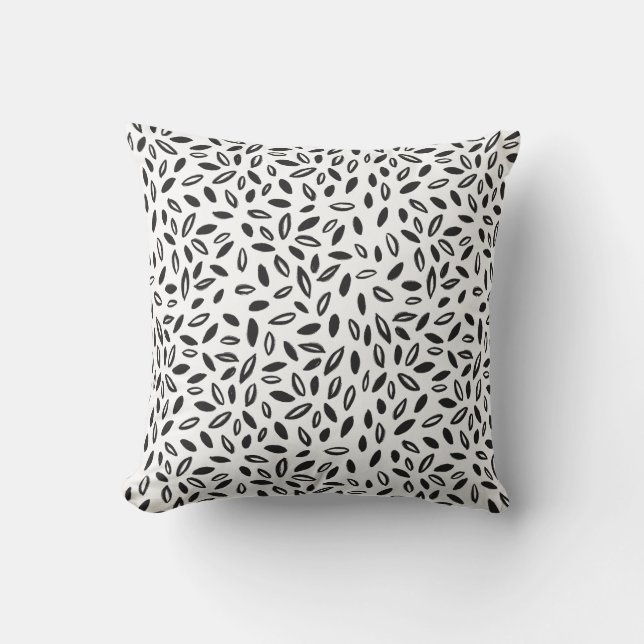 Coussin Feuilles Noir & Blanc (Recto)