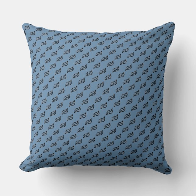 Coussin Feuilles noirs en bleu (Recto)