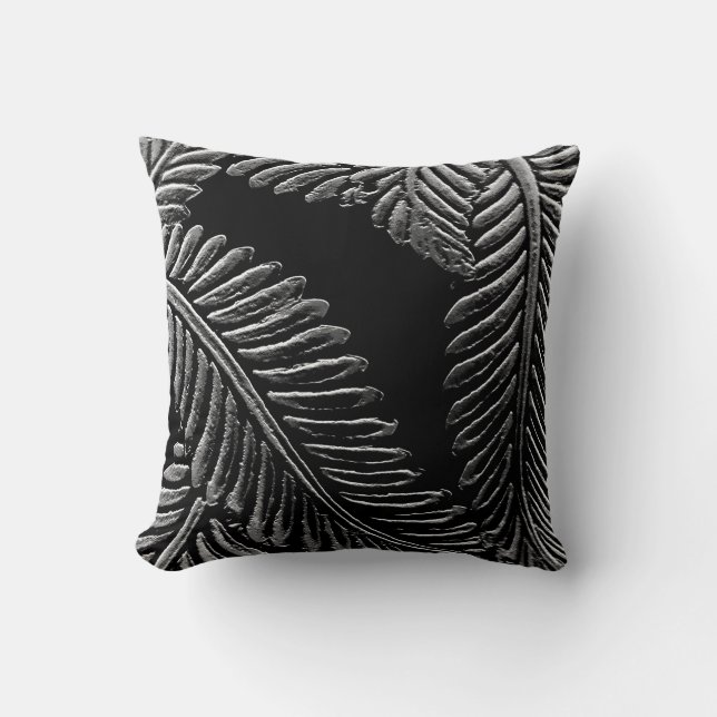 Coussin Feuilles noirs et blancs (Recto)
