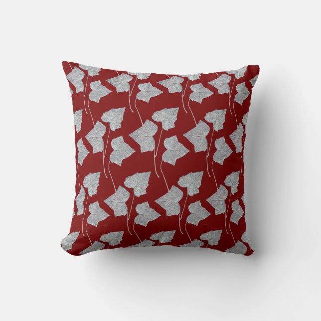 Coussin Feuilles qui tombent Dk Rouge  (Recto)
