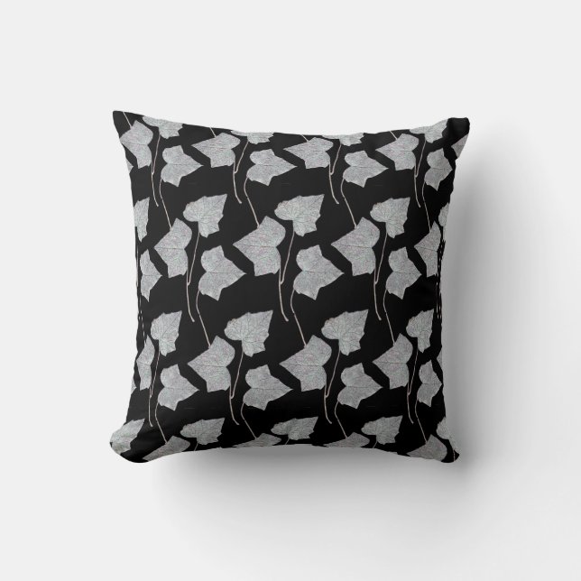 Coussin Feuilles qui tombent  Noir  (Recto)