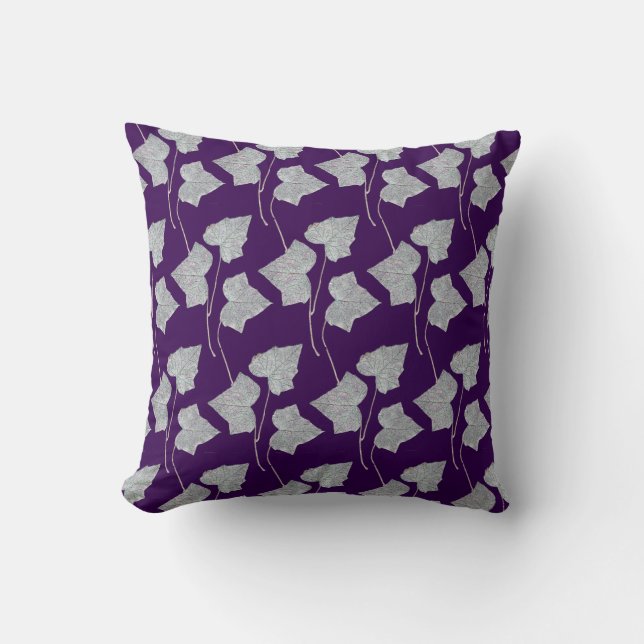 Coussin Feuilles qui tombent violettes  (Recto)