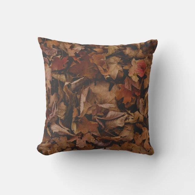 COUSSIN FEUILLES ROUGES ET BROWN AU SOL (Recto)