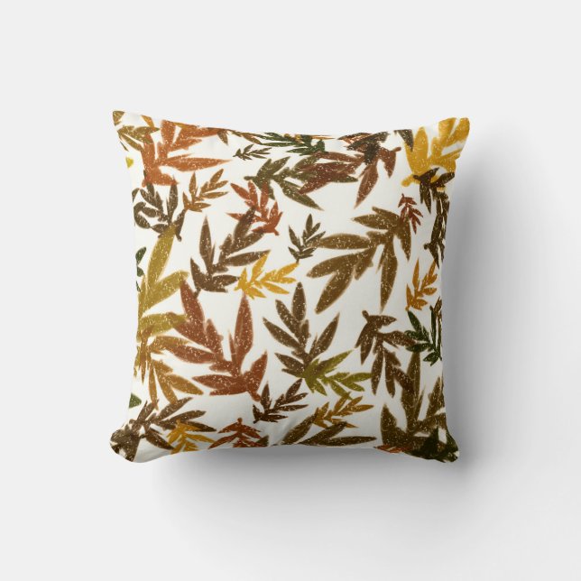 Coussin Feuilles rustiques d'automne colorées et fantaisis (Recto)