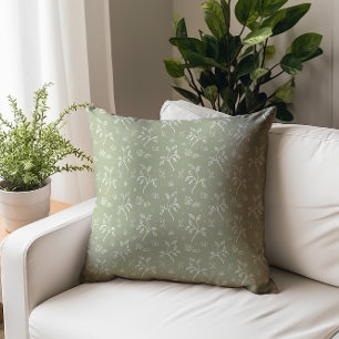 Coussin Feuilles Simples Paisibles en Vert Olive