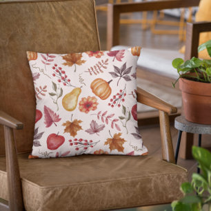 Coussin Feuilles Terracotta Automne Citrouille