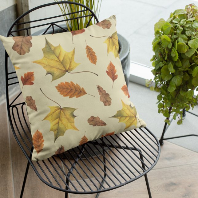 Coussin Feuilles Terracotta Automne Citrouille (Créateur téléchargé)