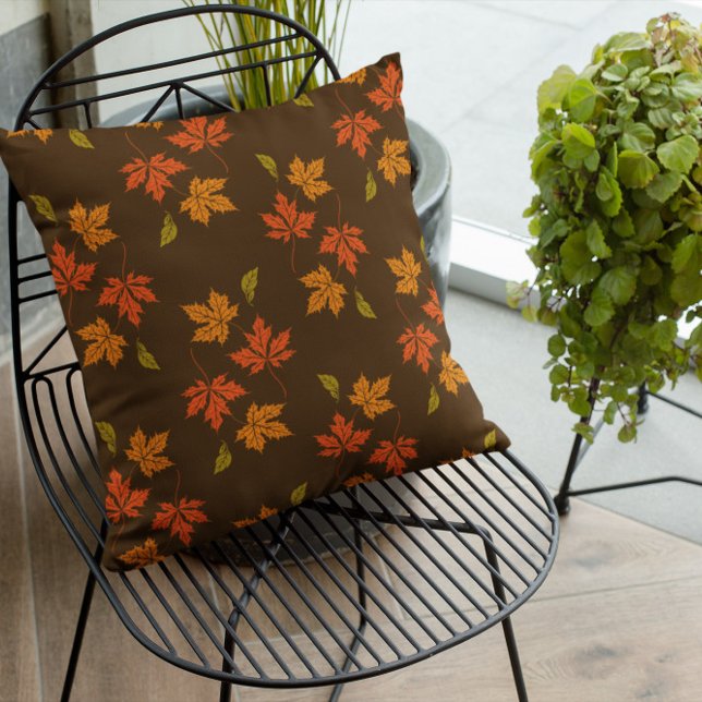 Coussin Feuilles Terracotta Automne Citrouille (Créateur téléchargé)