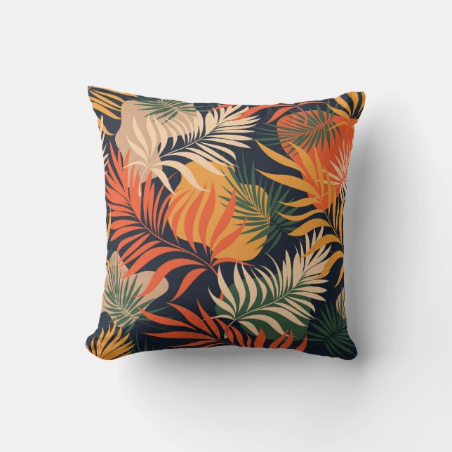 Coussin Feuilles Tropical Palm : Vintage sans fil (Recto)