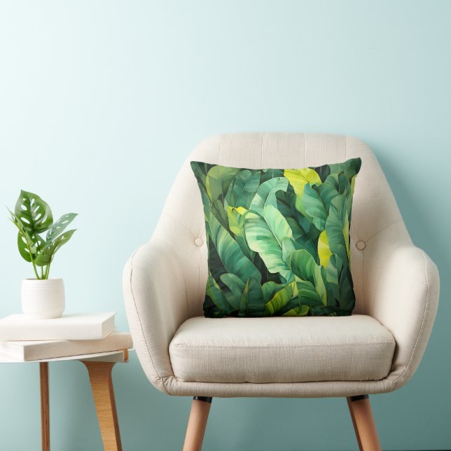 Coussin Feuilles tropicales, botanique abstraite, jungle,  (Chaise)