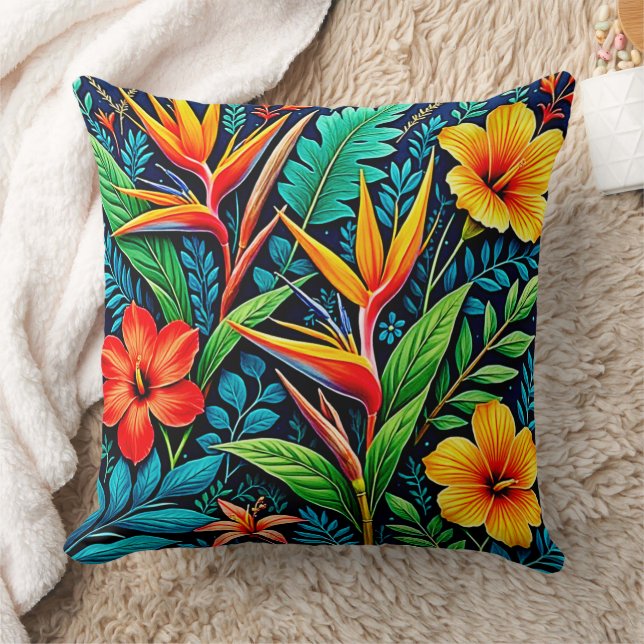 Coussin Feuilles Tropicales Fleurir Art (Couverture)
