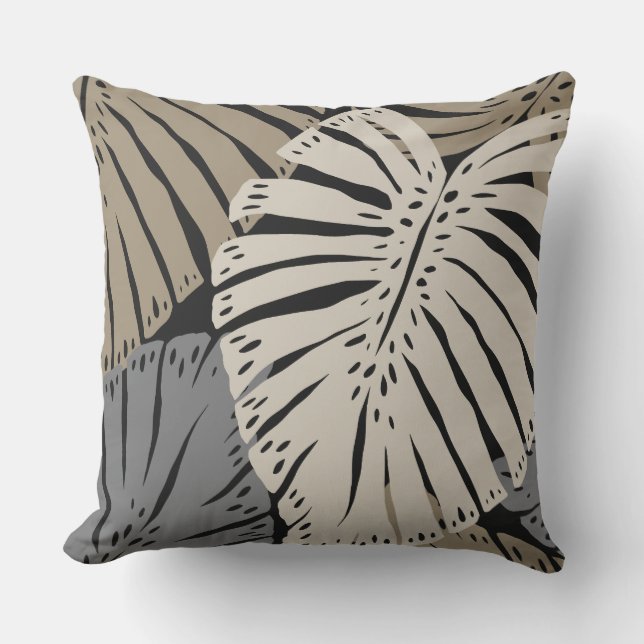 Coussin Feuilles tropicales hawaïennes de la jungle Monste (Recto)