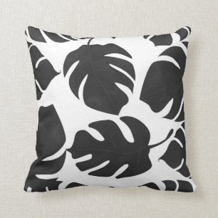 Coussin Feuilles tropicales noires Été Glam Botanique