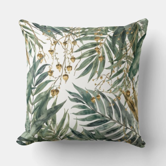 Coussin Feuilles tropicales, palmier (Recto)