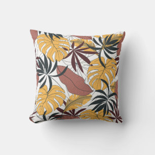 Coussin Feuilles tropicaux : arrière - plan dynamique et t
