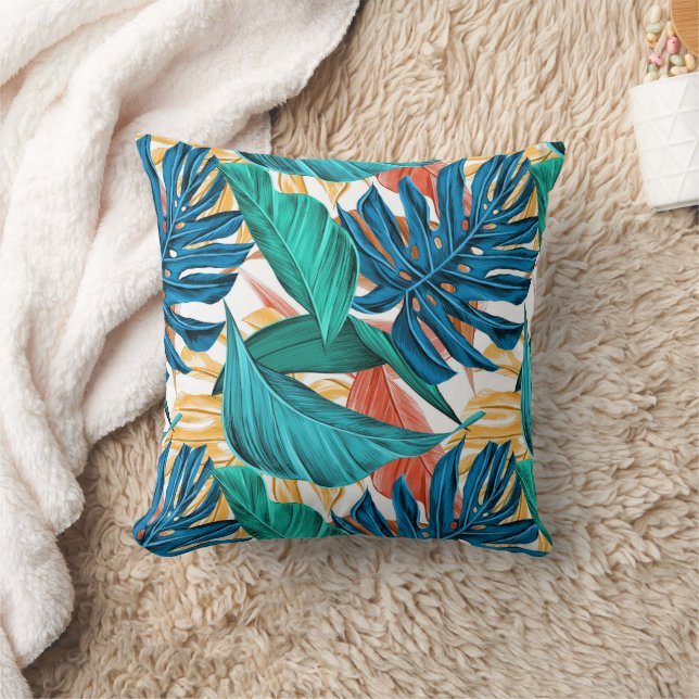 Coussin Feuilles tropicaux colorés, design motif exotique, (Couverture)