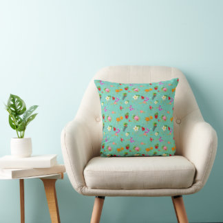 Coussin Feuilles tropicaux en Turquoise