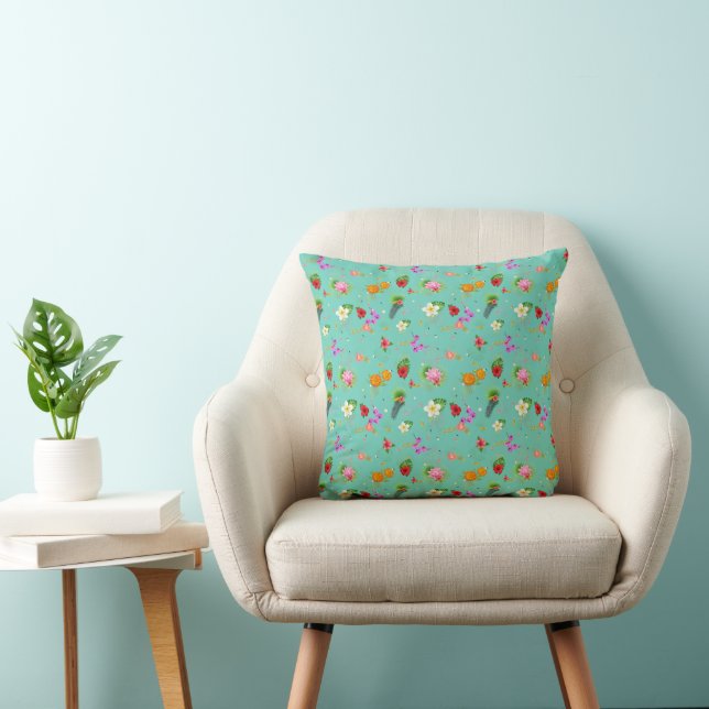 Coussin Feuilles tropicaux en Turquoise (Chaise)
