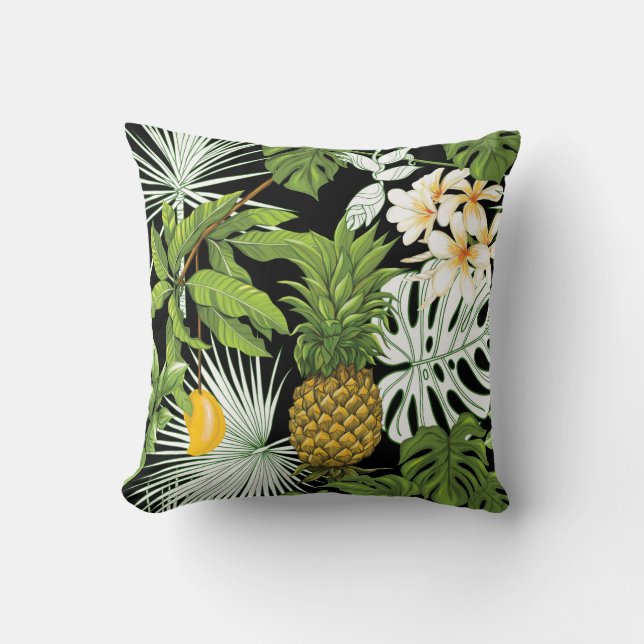 Coussin Feuilles tropicaux et fruits sans couture motif (Recto)
