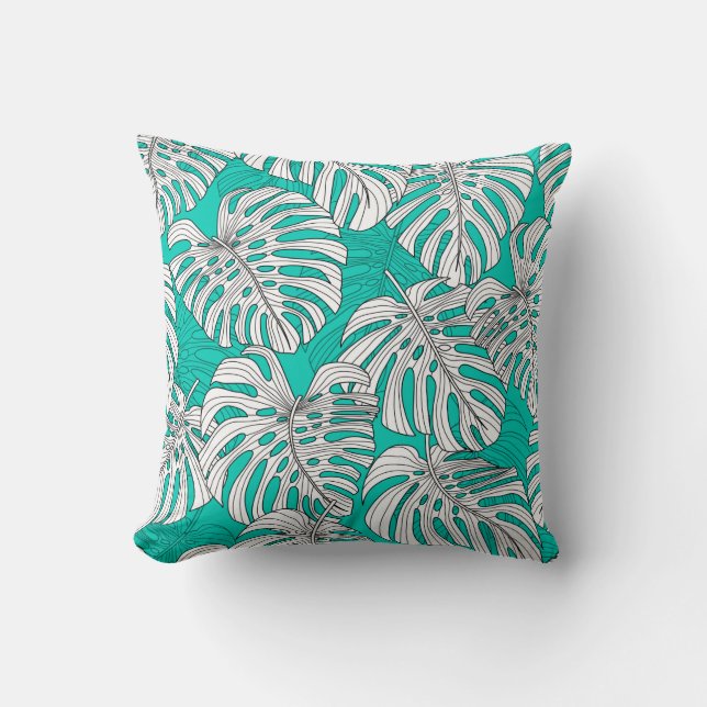 Coussin Feuilles tropicaux, feuilles jungle sans soudure v (Recto)