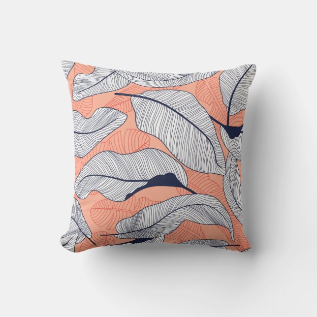 Coussin Feuilles tropicaux, feuilles jungle sans soudure v (Recto)