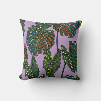 Coussin Feuilles tropicaux motif continu sur pop coloré a