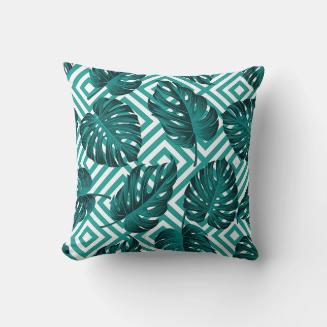 Coussin Feuilles tropicaux : Motif Floral sans joint. (Recto)