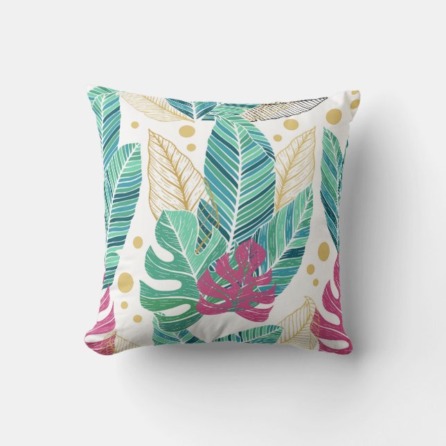 Coussin Feuilles tropicaux. Motif sans couture botanique.  (Recto)