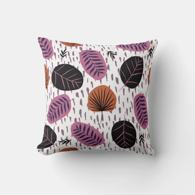 Coussin Feuilles tropicaux, motif sans couture branché. (Recto)