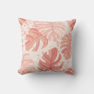 Coussin Feuilles tropicaux : motif vintage à main.