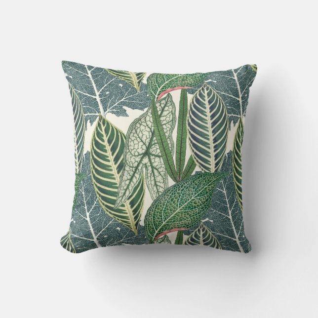 Coussin Feuilles tropicaux verts (Recto)