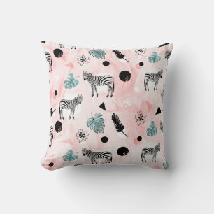 Coussin Feuilles tropicaux Zebras Cravate-Dye Motif