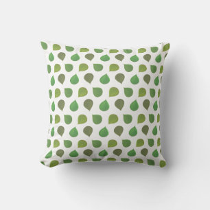 Coussin Feuilles Vertes de l'Arbre de Jade sur Fond Blanc