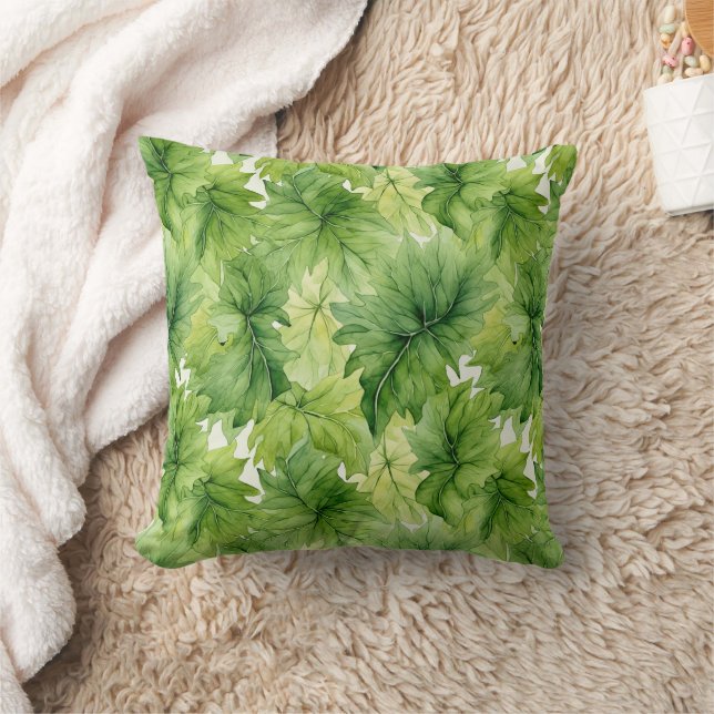 Coussin Feuilles Vertes Élégantes Modernes Uniques Végétal (Couverture)