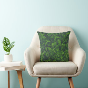 Coussin Feuilles Vertes Foncées