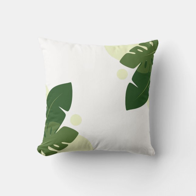 Coussin Feuilles Vertes Tropicales Design Nature  (Recto)