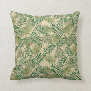 Coussin Feuilles verts de Cream tropical