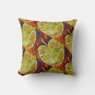 Coussin Feuilles verts en Brown pour l'automne