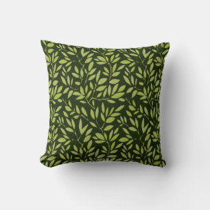 Coussin Feuilles verts Faux Batik sur vert