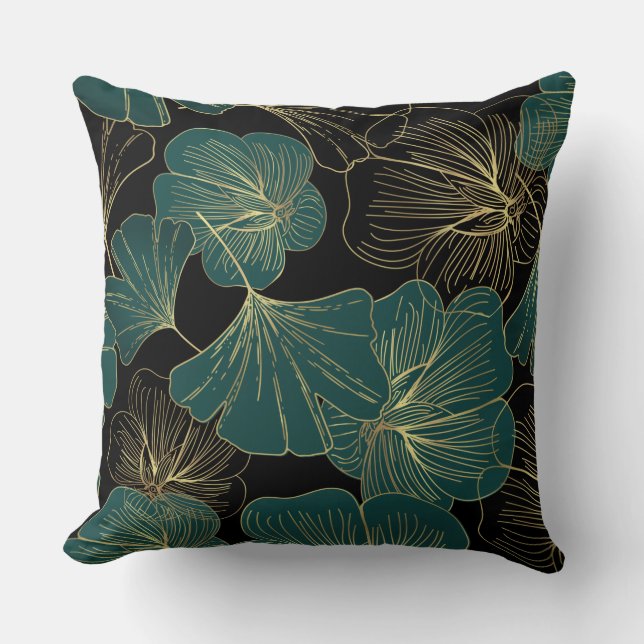 Coussin Feuilles verts or (Recto)