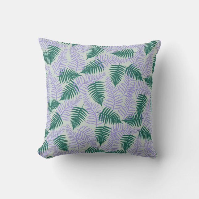 Coussin Feuilles verts pourpre  rétro les années 70 Fleur  (Recto)