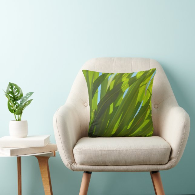Coussin Feuilles verts, soleil et ciel bleu (Chaise)