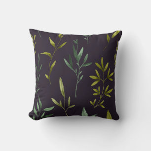 Coussin Feuilles verts sur le noir réversible