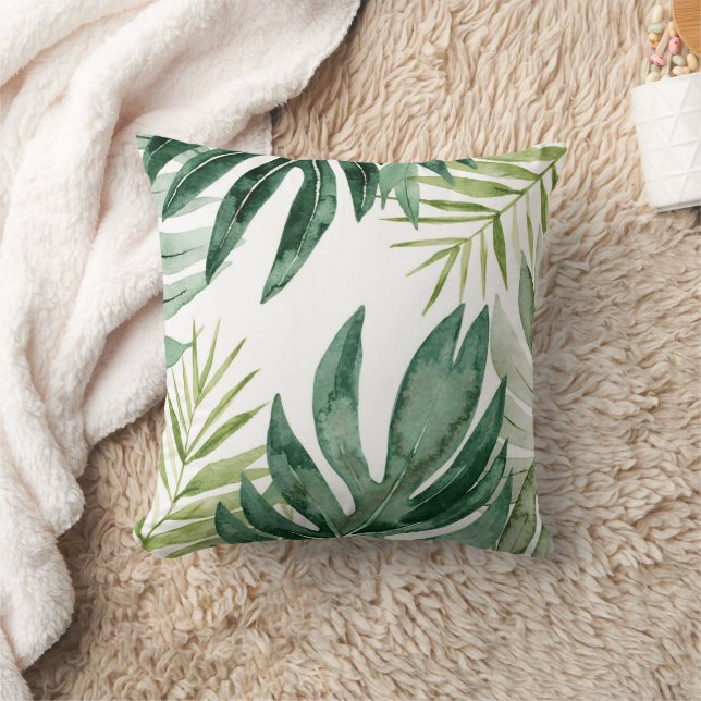 Coussin Feuilles verts tropicaux (Couverture)