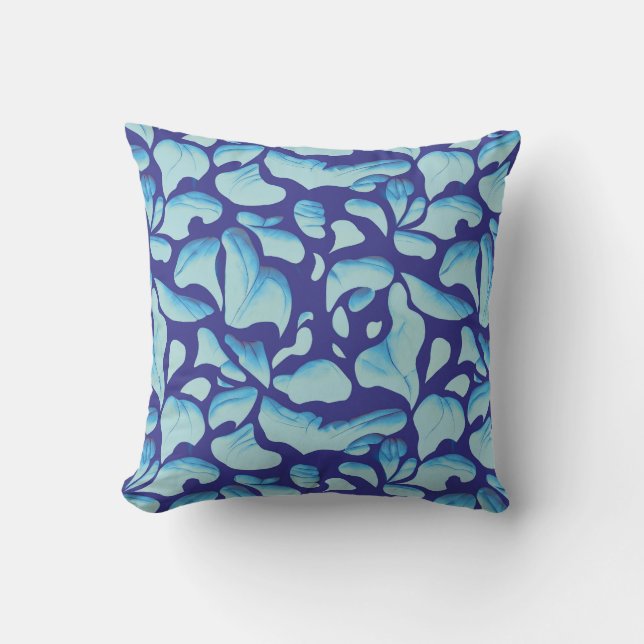 Coussin Feuilles Volantes | Motif de Feuille Bleue (Recto)