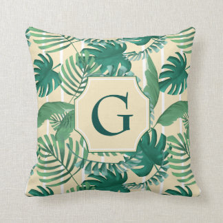 Coussin feuillu tropical de monogramme